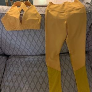 Beach Riot Ribbed Workout set in golden yellow